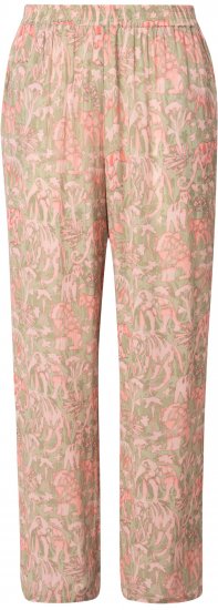 Ulla Popken Safari Print Elastic Waist Pants Green - Jeansy & Spodnie w Dużych Rozmiarach – Plus Size - 