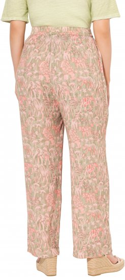 Ulla Popken Safari Print Elastic Waist Pants Green - Jeansy & Spodnie w Dużych Rozmiarach – Plus Size - 