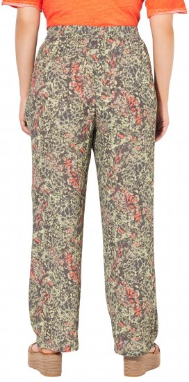 Ulla Popken Crocodile Print Elastic Waist Pants Olive Grey - Jeansy & Spodnie w Dużych Rozmiarach – Plus Size - 