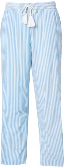 Ulla Popken Seersucker Elastic Waist Pants Blue - Jeansy & Spodnie w Dużych Rozmiarach – Plus Size - 
