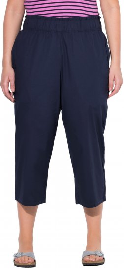 Ulla Popken Stretch Fit Paper Bag Culottes Navy - Jeansy & Spodnie w Dużych Rozmiarach – Plus Size - 