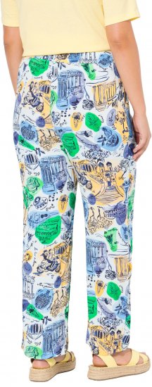 Ulla Popken Italy Print Elastic Waist Pants White - Jeansy & Spodnie w Dużych Rozmiarach – Plus Size - 