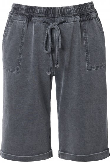 Ulla Popken Indigo Dyed Elastic Waist Jersey Shorts Black - Jeansy & Spodnie w Dużych Rozmiarach – Plus Size - 