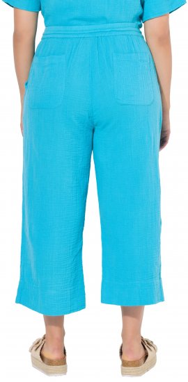 Ulla Popken Muslin Elastic Waist Culottes Blue - Jeansy & Spodnie w Dużych Rozmiarach – Plus Size - 