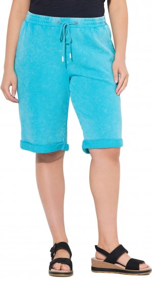 Ulla Popken Acid Wash Elastic Waist Sweatshirts Blue - Jeansy & Spodnie w Dużych Rozmiarach – Plus Size - 