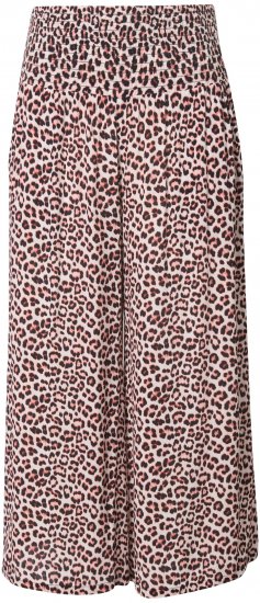 Ulla Popken Rose Wide Leg Elastic Waist Leopard Pattern Culottes White - Jeansy & Spodnie w Dużych Rozmiarach – Plus Size - 