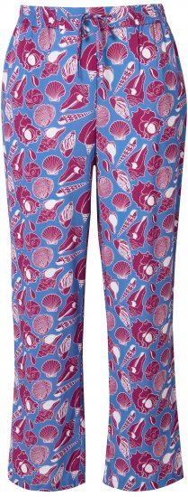 Ulla Popken Seashell Print Elastic Waist Pants Blue - Jeansy & Spodnie w Dużych Rozmiarach – Plus Size - 