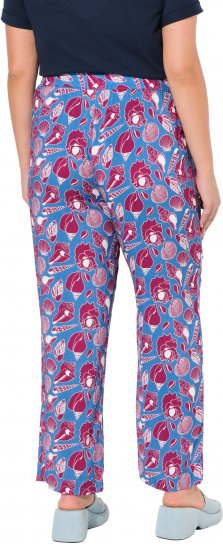 Ulla Popken Seashell Print Elastic Waist Pants Blue - Jeansy & Spodnie w Dużych Rozmiarach – Plus Size - 