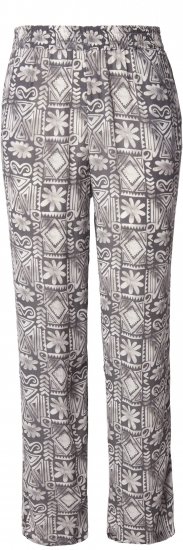 Ulla Popken Mosaic Print Elastic Waist Pants Black - Jeansy & Spodnie w Dużych Rozmiarach – Plus Size - 