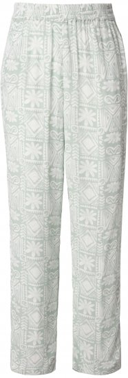 Ulla Popken Mosaic Print Elastic Waist Pants White - Jeansy & Spodnie w Dużych Rozmiarach – Plus Size - 