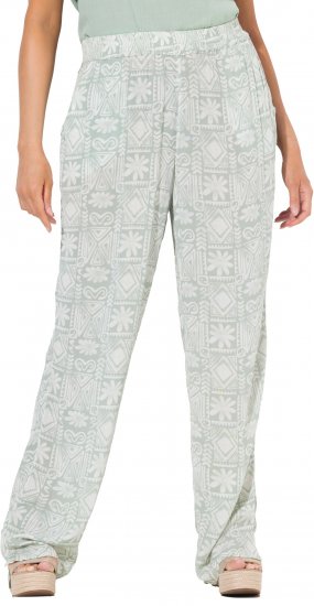Ulla Popken Animal Print Elastic Waist Pants White - Jeansy & Spodnie w Dużych Rozmiarach – Plus Size - 