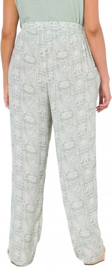 Ulla Popken Mosaic Print Elastic Waist Pants White - Jeansy & Spodnie w Dużych Rozmiarach – Plus Size - 