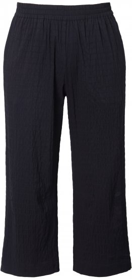 Ulla Popken Textured Elastic Waist Cropped Pants Black - Jeansy & Spodnie w Dużych Rozmiarach – Plus Size - 