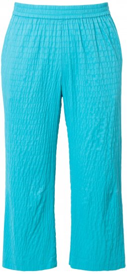 Ulla Popken Textured Elastic Waist Cropped Pants Deep Aqua - Jeansy & Spodnie w Dużych Rozmiarach – Plus Size - 