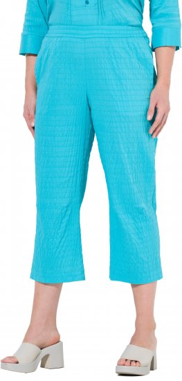Ulla Popken Textured Elastic Waist Cropped Pants Deep Aqua - Jeansy & Spodnie w Dużych Rozmiarach – Plus Size - 