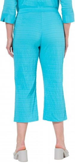 Ulla Popken Textured Elastic Waist Cropped Pants Deep Aqua - Jeansy & Spodnie w Dużych Rozmiarach – Plus Size - 