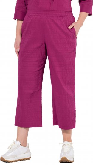 Ulla Popken Textured Elastic Waist Cropped Pants Magnolia Red - Jeansy & Spodnie w Dużych Rozmiarach – Plus Size - 
