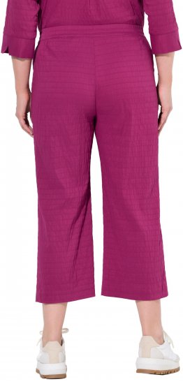 Ulla Popken Textured Elastic Waist Cropped Pants Magnolia Red - Jeansy & Spodnie w Dużych Rozmiarach – Plus Size - 