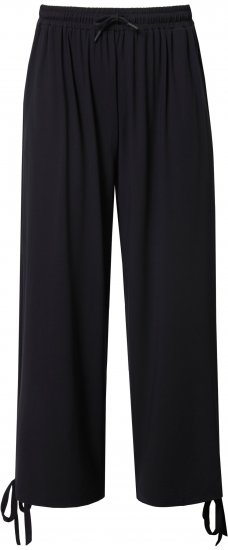Ulla Popken Quick Drying Split Leg Elastic Waist Joggers Black - Jeansy & Spodnie w Dużych Rozmiarach – Plus Size - 