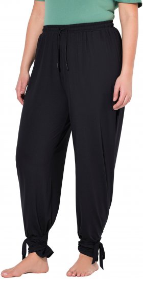 Ulla Popken Quick Drying Split Leg Elastic Waist Joggers Black - Jeansy & Spodnie w Dużych Rozmiarach – Plus Size - 