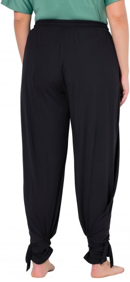 Ulla Popken Quick Drying Split Leg Elastic Waist Joggers Black - Jeansy & Spodnie w Dużych Rozmiarach – Plus Size - 