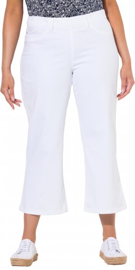 Ulla Popken Wide Leg Twill Mary Fit Culottes White - Jeansy & Spodnie w Dużych Rozmiarach – Plus Size - 