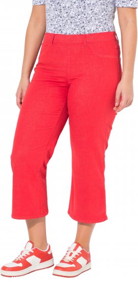 Ulla Popken Wide Leg Twill Mary Fit Culottes Neon Red - Jeansy & Spodnie w Dużych Rozmiarach – Plus Size - 