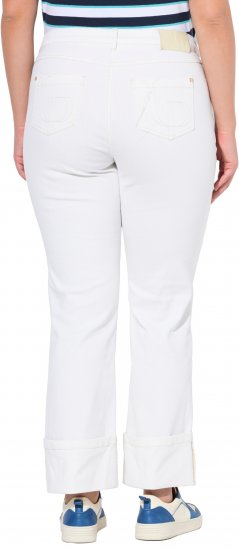 Ulla Popken Mary Wide Leg Turn Up Hem Comfy Waistband Jeans Snow White - Jeansy & Spodnie w Dużych Rozmiarach – Plus Size - 