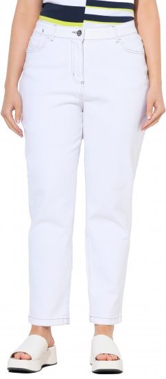 Ulla Popken Used Look 5 Pocket Comfy Waistband Mom Jeans Snow White - Jeansy & Spodnie w Dużych Rozmiarach – Plus Size - 