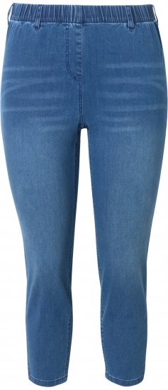 Ulla Popken Cropped Denim Look Stretch Fit Leggings Light Blue Denim - Jeansy & Spodnie w Dużych Rozmiarach – Plus Size - 
