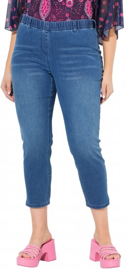 Ulla Popken Cropped Denim Look Stretch Fit Leggings Light Blue Denim - Jeansy & Spodnie w Dużych Rozmiarach – Plus Size - 