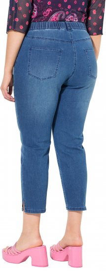 Ulla Popken Cropped Denim Look Stretch Fit Leggings Light Blue Denim - Jeansy & Spodnie w Dużych Rozmiarach – Plus Size - 