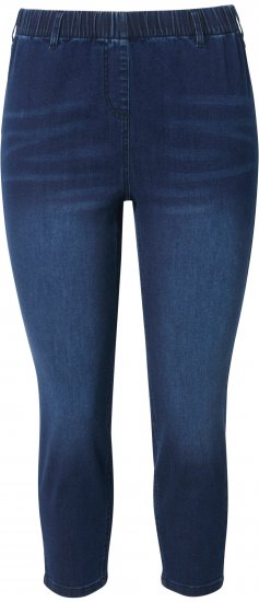Ulla Popken Cropped Denim Look Stretch Fit Leggings Denim Blue - Jeansy & Spodnie w Dużych Rozmiarach – Plus Size - 