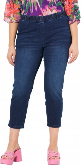 Ulla Popken Cropped Denim Look Stretch Fit Leggings Denim Blue - Jeansy & Spodnie w Dużych Rozmiarach – Plus Size - 