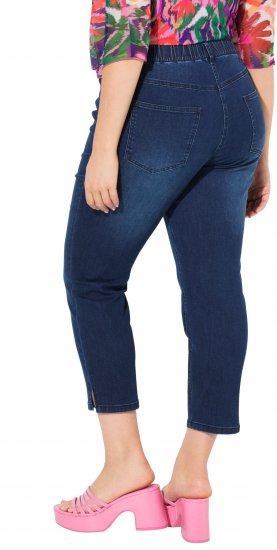 Ulla Popken Cropped Denim Look Stretch Fit Leggings Denim Blue - Jeansy & Spodnie w Dużych Rozmiarach – Plus Size - 