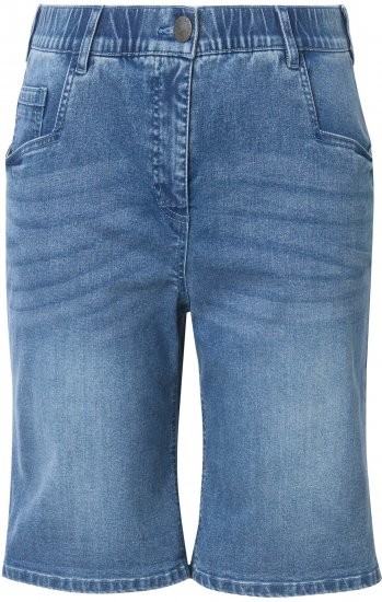 Ulla Popken Denim Wide Leg Elastic Waist Bermuda Shorts Blue Denim - Jeansy & Spodnie w Dużych Rozmiarach – Plus Size - 