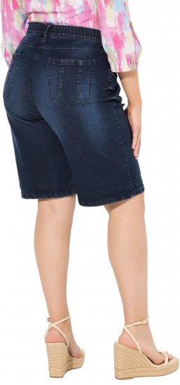 Ulla Popken Denim Wide Leg Elastic Waist Bermuda Shorts Denim Blue - Jeansy & Spodnie w Dużych Rozmiarach – Plus Size - 