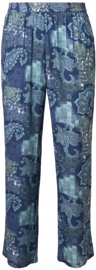 Ulla Popken Patchwork Paisley Elastic Waist Pants Blue - Jeansy & Spodnie w Dużych Rozmiarach – Plus Size - 