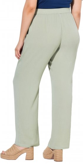 Ulla Popken Elastic Waist Crepe Pants Light Moss Green - Jeansy & Spodnie w Dużych Rozmiarach – Plus Size - 