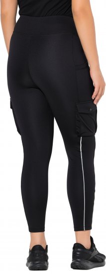 Ulla Popken Cargo Pocket Fleece Lined Sports Leggings Black - Jeansy & Spodnie w Dużych Rozmiarach – Plus Size - 