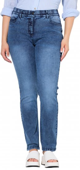 Ulla Popken Vintage Wash Stretch Fit Jeans Blue Denim - Jeansy & Spodnie w Dużych Rozmiarach – Plus Size - 