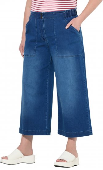 Ulla Popken Denim Culottes Blue - Jeansy & Spodnie w Dużych Rozmiarach – Plus Size - 