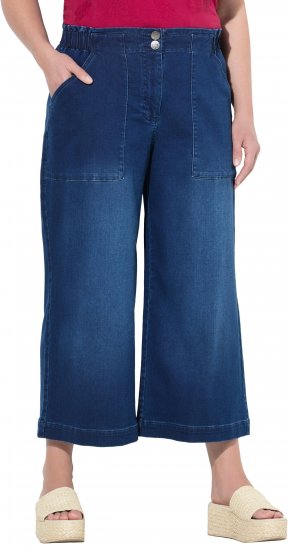 Ulla Popken Denim Culottes Denim Blue - Jeansy & Spodnie w Dużych Rozmiarach – Plus Size - 
