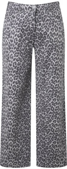 Ulla Popken Leopard Print Stretch Fit Jeans Beige - Jeansy & Spodnie w Dużych Rozmiarach – Plus Size - 