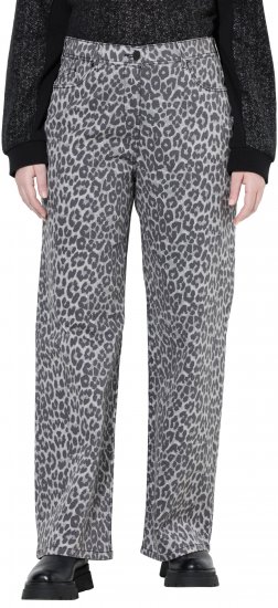 Ulla Popken Leopard Print Stretch Fit Jeans Beige - Jeansy & Spodnie w Dużych Rozmiarach – Plus Size - 