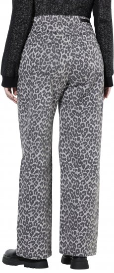 Ulla Popken Leopard Print Stretch Fit Jeans Beige - Jeansy & Spodnie w Dużych Rozmiarach – Plus Size - 