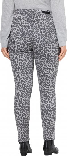 Ulla Popken Slim Leg Leopard Print Stretch Fit Jeans Bright Grey - Jeansy & Spodnie w Dużych Rozmiarach – Plus Size - 