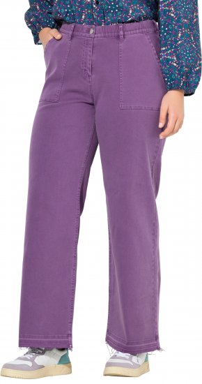 Ulla Popken Purple Fringed Hem Stretch Fit Jeans Lavender - Jeansy & Spodnie w Dużych Rozmiarach – Plus Size - 