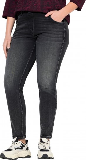 Ulla Popken Vintage Wash Jeggings Black - Jeansy & Spodnie w Dużych Rozmiarach – Plus Size - 