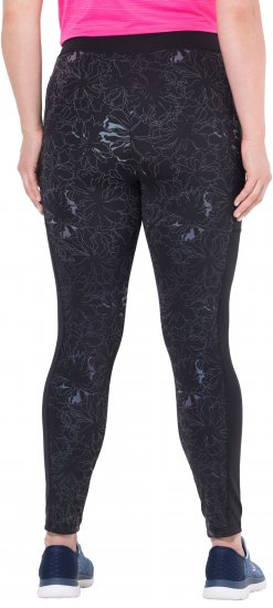 Ulla Popken Quick Drying Flower Print Leggings Black - Jeansy & Spodnie w Dużych Rozmiarach – Plus Size - 